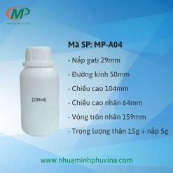 Chai nhựa 100ml tròn trơn MP-A04