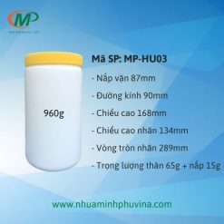 Hủ nhựa HDPE 960g tròn cao MP-HU03