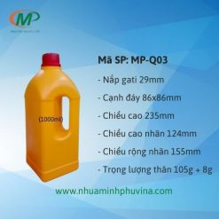 Chai nhựa 1 lít vuông quai MP-Q03