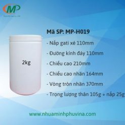 Hủ nhựa 2 kg tròn nắp gati xé MP-H019