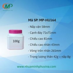 Hủ Nhựa HDPE 100g Vuông MP-HU164