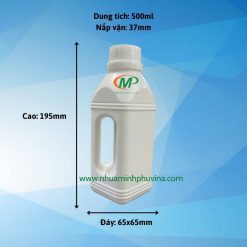 Chai nhựa HDPE vuông 500ml có tay cầm MP-TG95