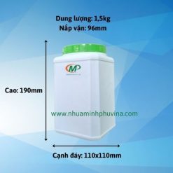 Hủ nhựa HDPE vuông 1,5kg MP-HU03V