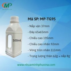 Chai nhựa HDPE vuông 500ml có tay cầm MP-TG95