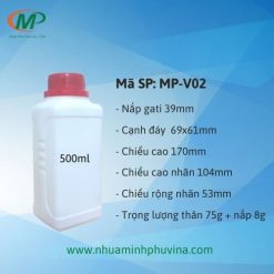 Chai nhựa HDPE vuông 500ml MP-V02